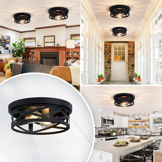 Hannes – Industrielle Deckenleuchte im geometrischen Gitter-Design