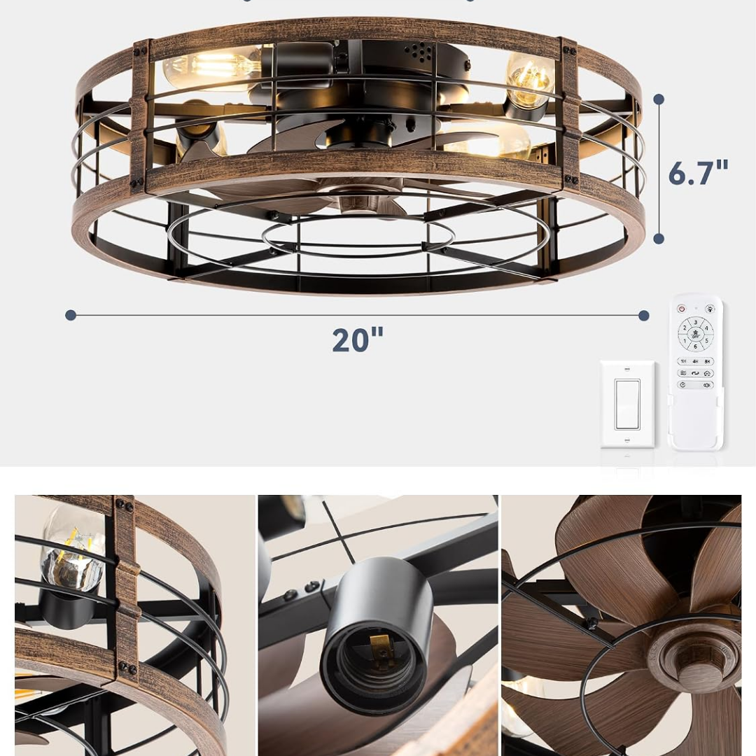 Oskar – Rustikaler Deckenventilator mit integrierter LED-Beleuchtung