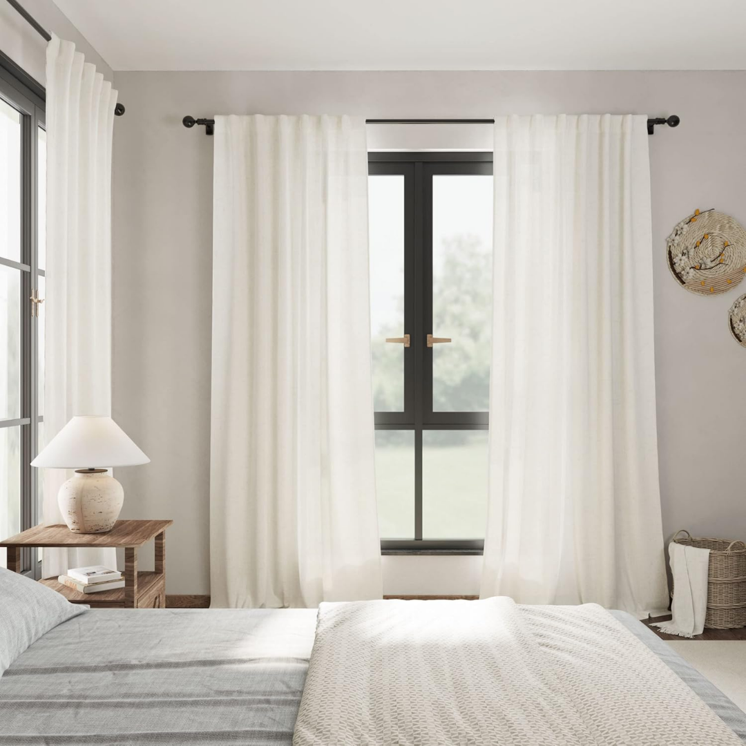 Elianora – Elegante, blickdichte Leinwand-Fenstervorhänge