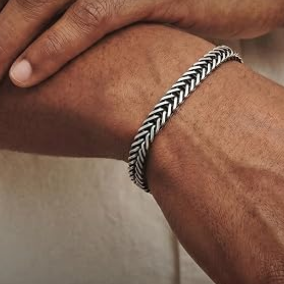Leander – Antikes Kettenglieder-Armband im Fischgräten-Design