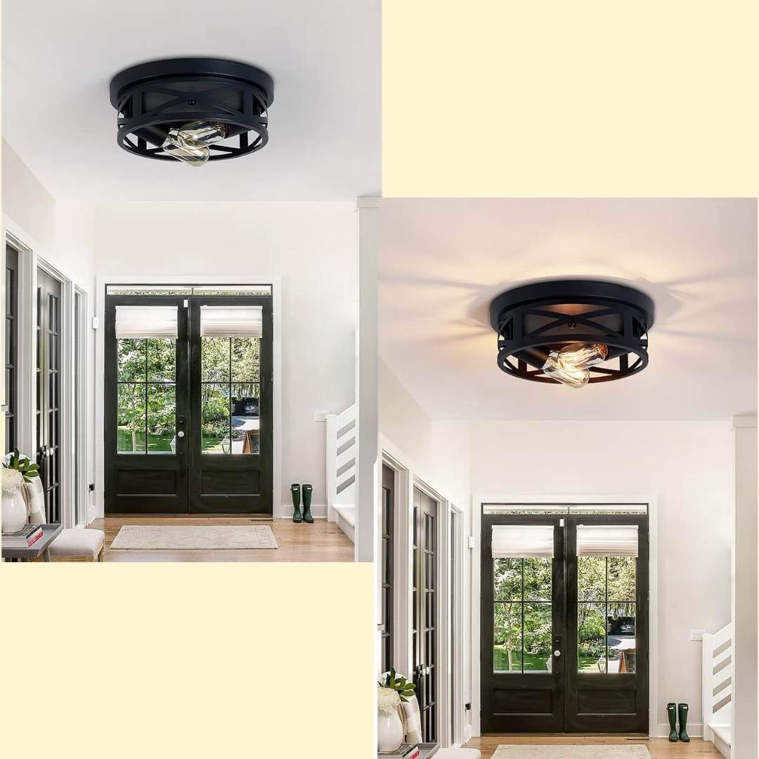 Hannes – Industrielle Deckenleuchte im geometrischen Gitter-Design