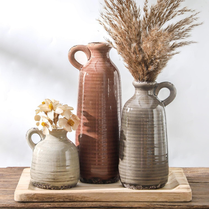 Romy – Dreiteiliges Keramik-Vasen-Set im Vintage-Design